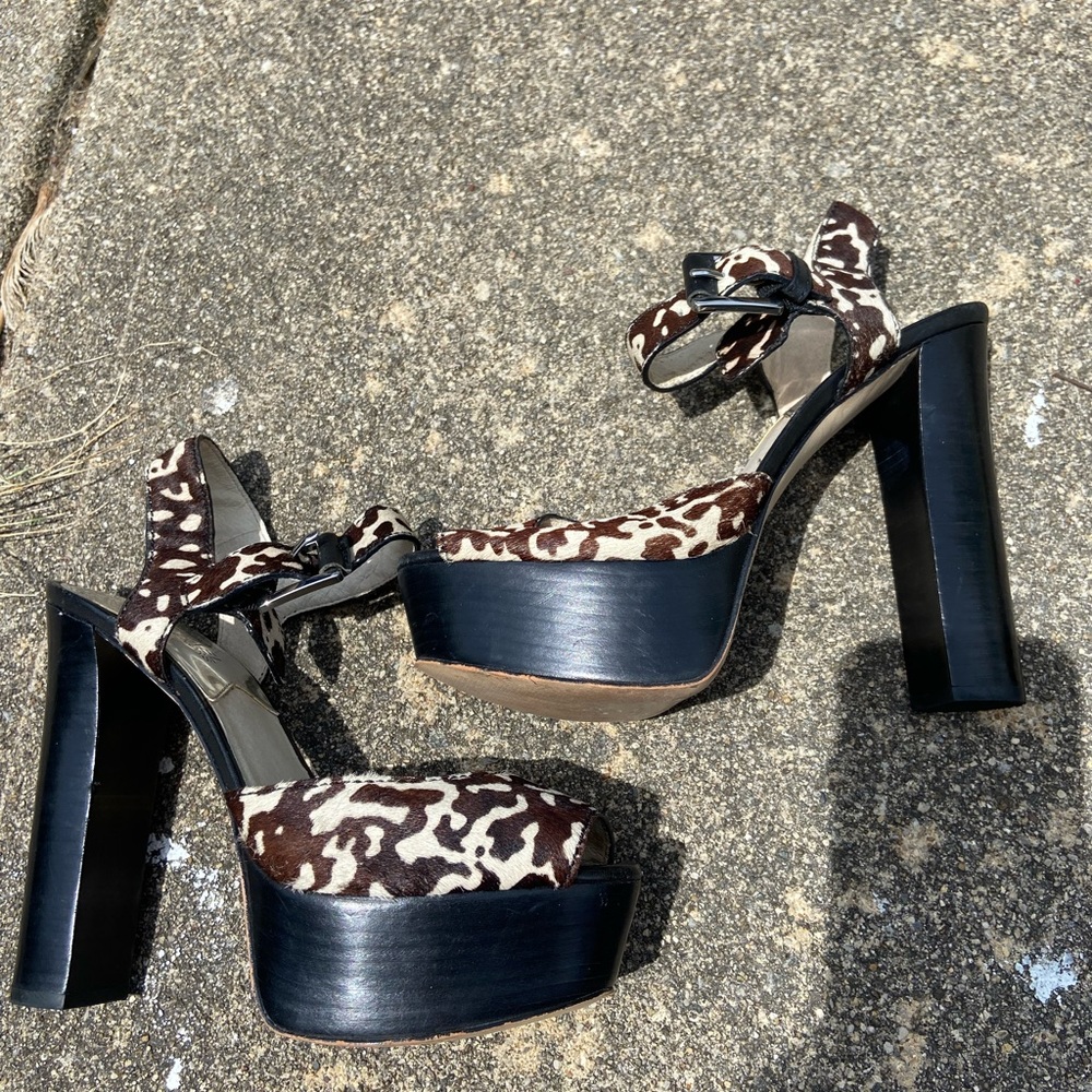 Michael Kors Platform heels - sexy high heels - tall animal print leather heels